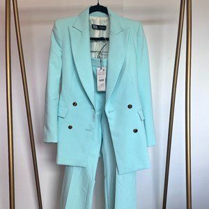 Turquoise Gold Detail Zara Suit